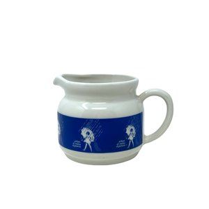 Vintage Mortons Salt Ceramic Creamer Mortons Salt Girl | Blue Ivory